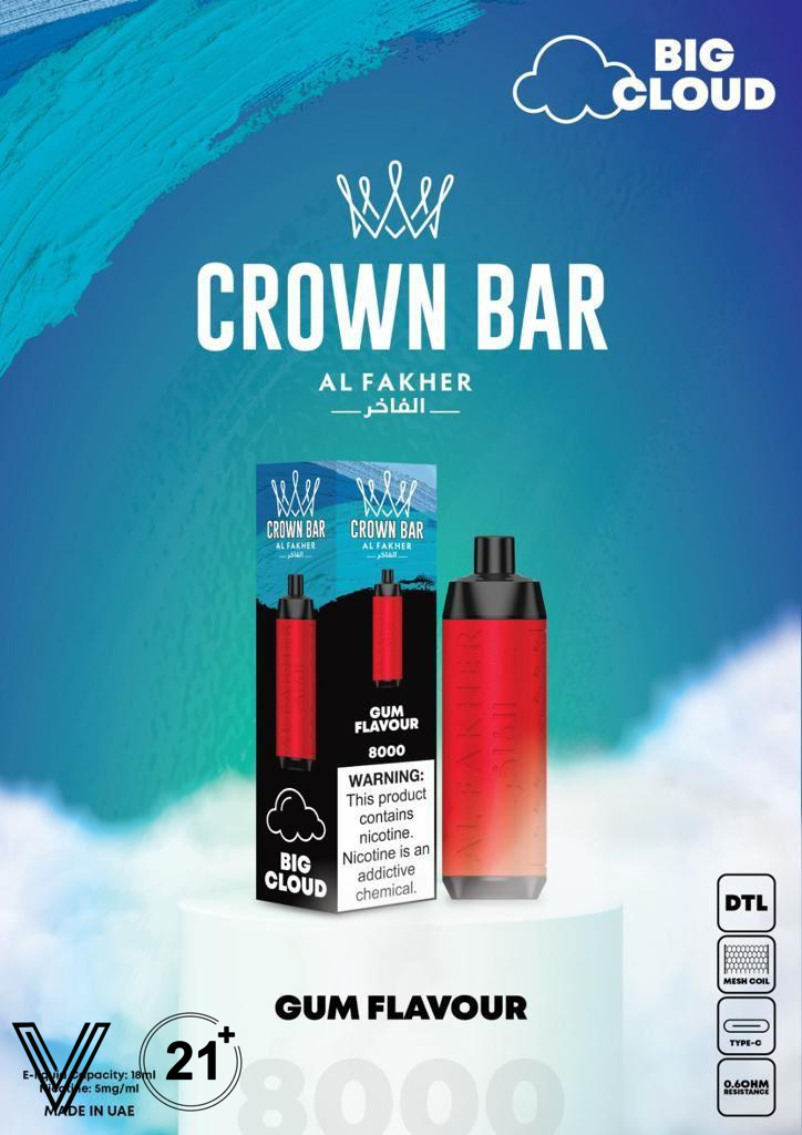 Al Fakher Crown Bar 8000 Puffs Best Disposable Al Fakher Crown Bar 8000 Puffs Best Disposable